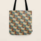 Cuboid Geometric Abstract Shapes Pattern X Tote Bag Gallery Image 1