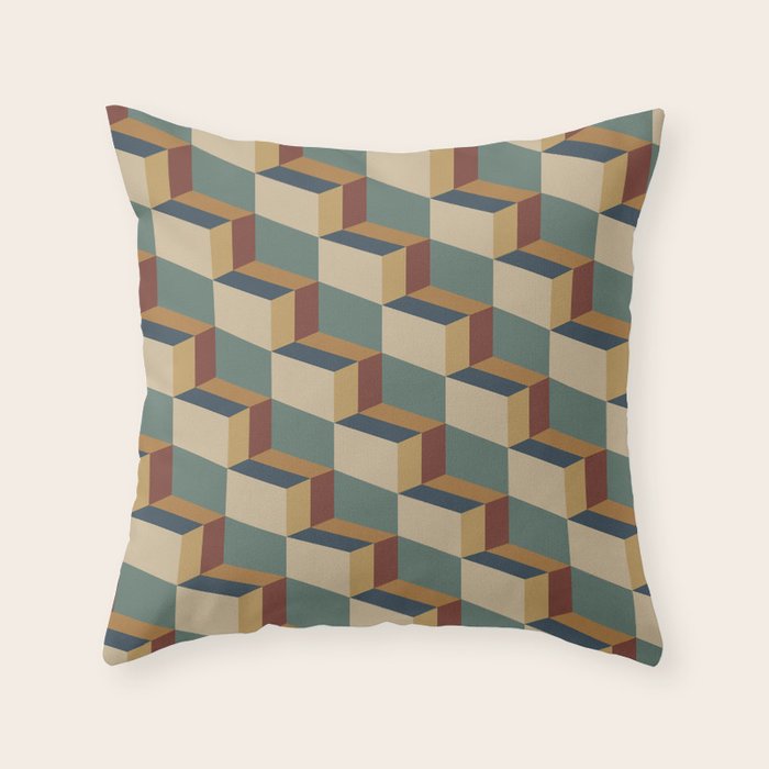 Cuboid Geometric Abstract Shapes Pattern X Throw Pillow Gallery Image 6