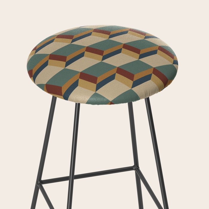 Cuboid Geometric Abstract Shapes Pattern X Stool Gallery Image 2