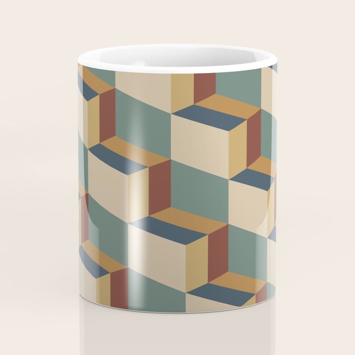 Cuboid Geometric Abstract Shapes Pattern X Coffee Mug Gallery Image 4