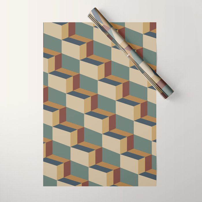 Cuboid Geometric Abstract Shapes Pattern X Wrapping Paper Gallery Image 1