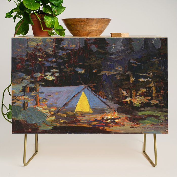Tom Thomson Campfire 1916 Canadian Landscape Artist Credenza Gallery Image 1