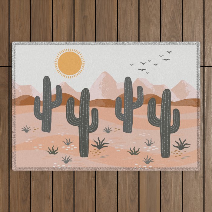 Cacti Desert Landscape Outdoor Rug Gallery Image 1