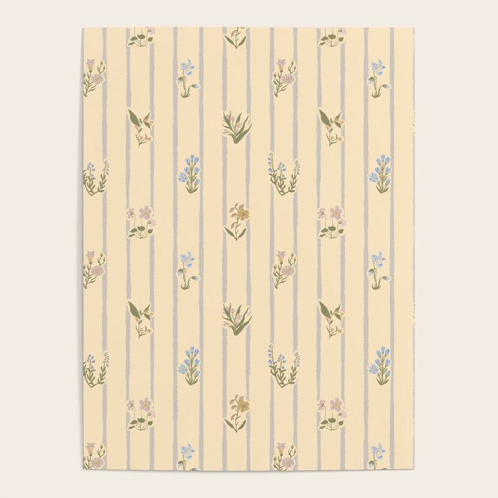Cozy Cottage Flowers With Stripes Poster Gallery Image 4