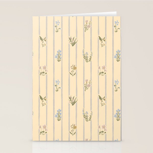 Cozy Cottage Flowers With Stripes Stationery Card Gallery Image 2