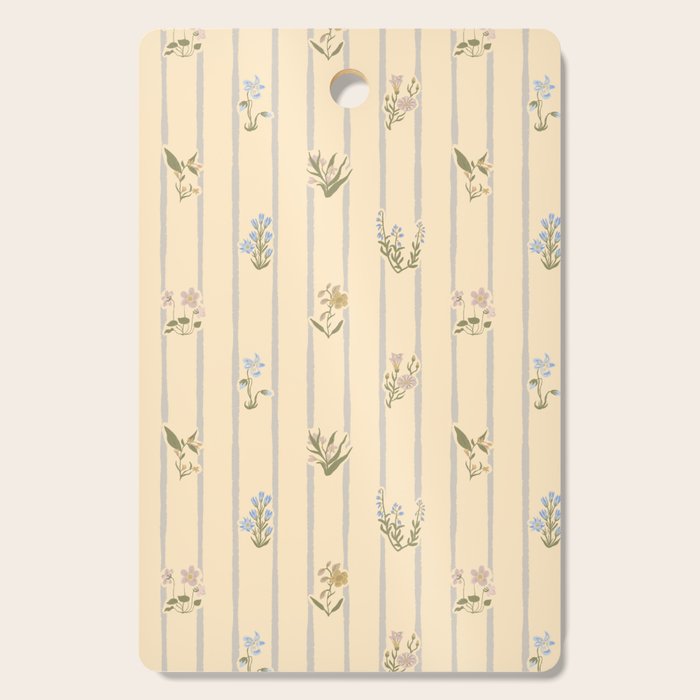 Cozy Cottage Flowers With Stripes Cutting Board Gallery Image 1