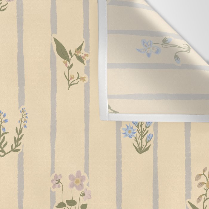 Cozy Cottage Flowers With Stripes Wall Tapestry Gallery Image 3