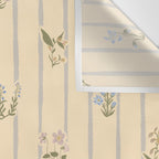 Cozy Cottage Flowers With Stripes Wall Tapestry Gallery Image 3
