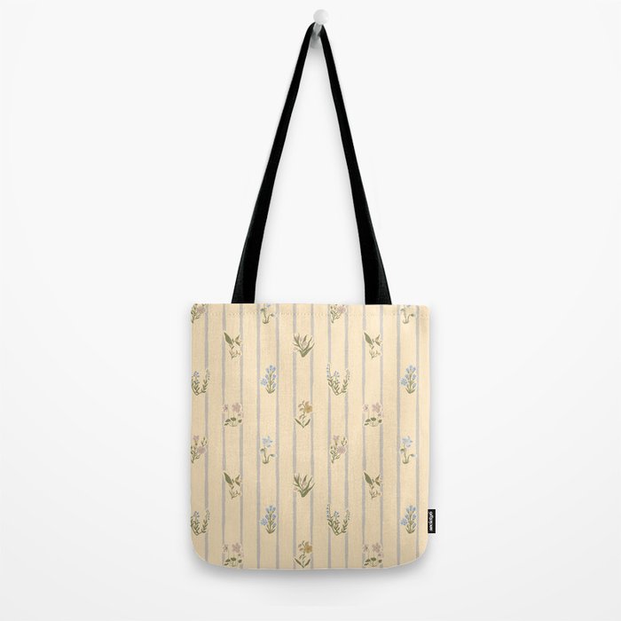 Cozy Cottage Flowers With Stripes Tote Bag Gallery Image 2