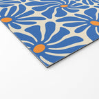 Vintage blue flower art pattern Welcome Mat Gallery Image 2