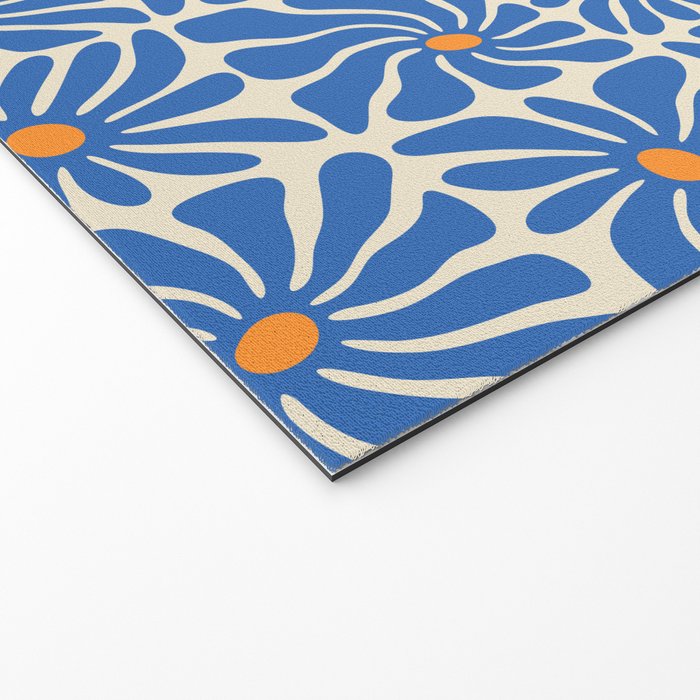 Vintage blue flower art pattern Welcome Mat Gallery Image 2