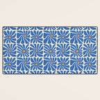 Vintage blue flower art pattern Desk Mat Gallery Image 3