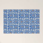 Vintage blue flower art pattern Welcome Mat Gallery Image 1