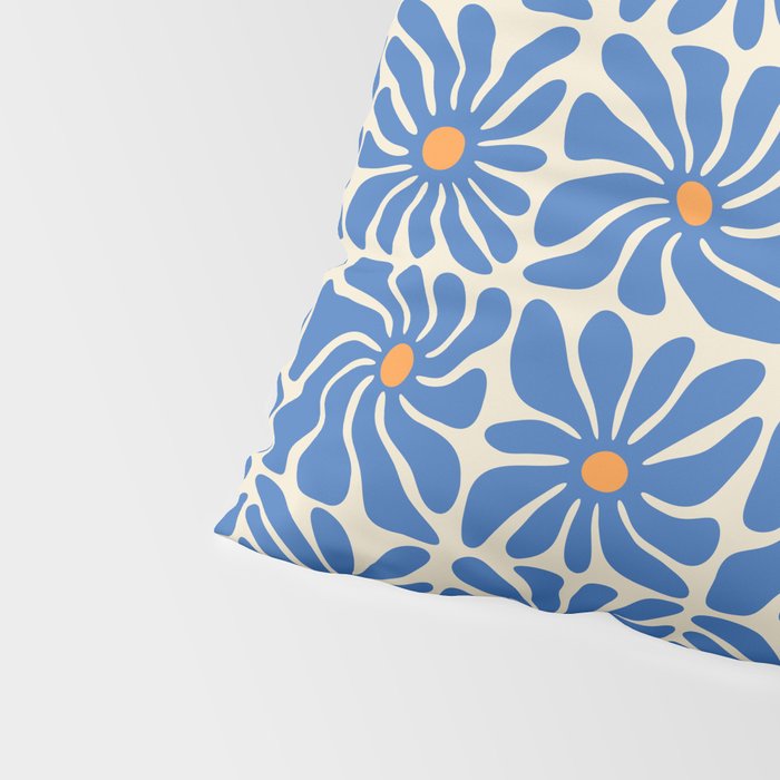 Vintage blue flower art pattern Pillow Sham Gallery Image 4