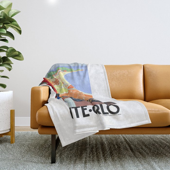 1930 MONTE CARLO Tennis Monaco Travel Poster Throw Blanket Gallery Image 1
