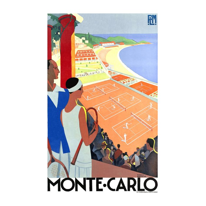 1930 MONTE CARLO Tennis Monaco Travel Poster Coffee Mug Gallery Image 2