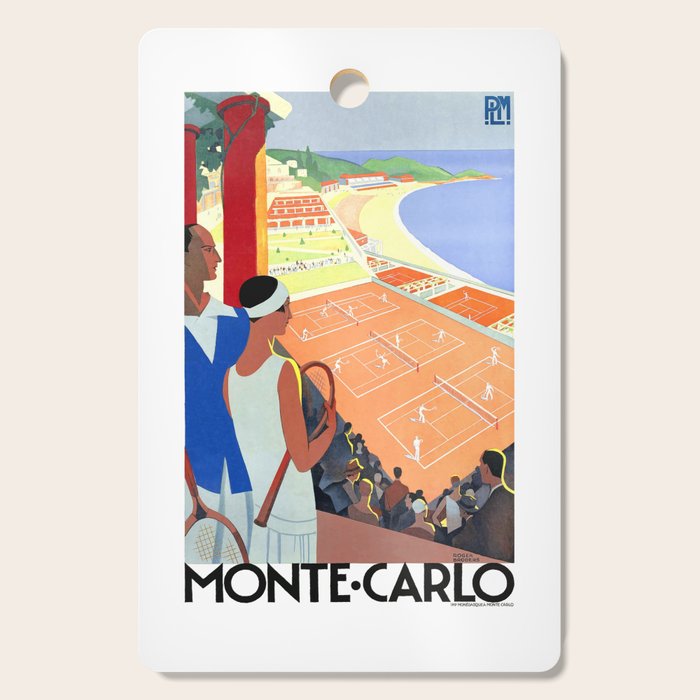 1930 MONTE CARLO Tennis Monaco Travel Poster Cutting Board Gallery Image 1