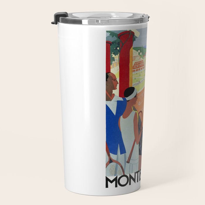 1930 MONTE CARLO Tennis Monaco Travel Poster Travel Mug Gallery Image 3