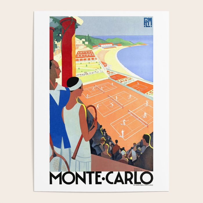1930 MONTE CARLO Tennis Monaco Travel Poster Poster Gallery Image 1