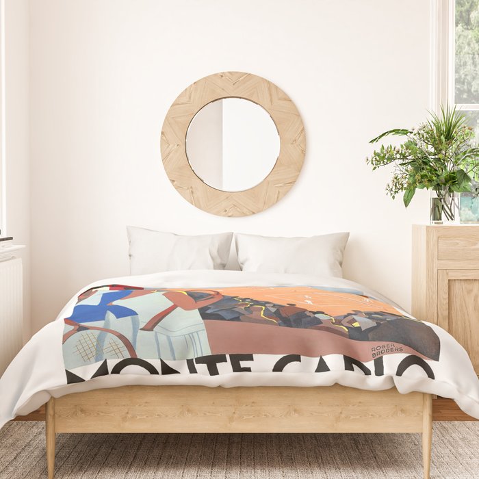 1930 MONTE CARLO Tennis Monaco Travel Poster Duvet Cover Gallery Image 3