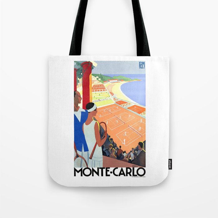 1930 MONTE CARLO Tennis Monaco Travel Poster Tote Bag Gallery Image 1