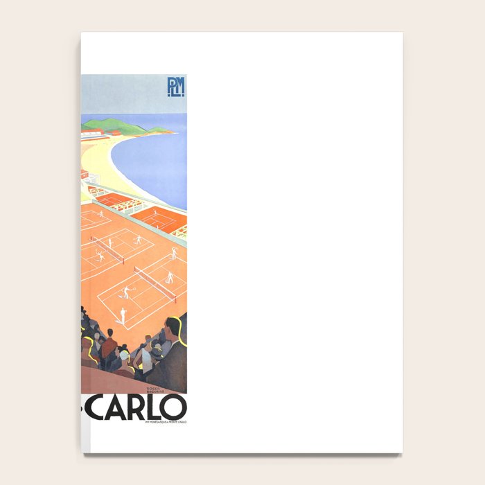 1930 MONTE CARLO Tennis Monaco Travel Poster Notebook Gallery Image 4