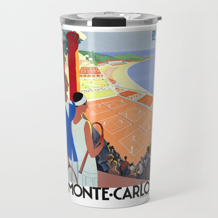 1930 MONTE CARLO Tennis Monaco Travel Poster Travel Mug Gallery Image 1