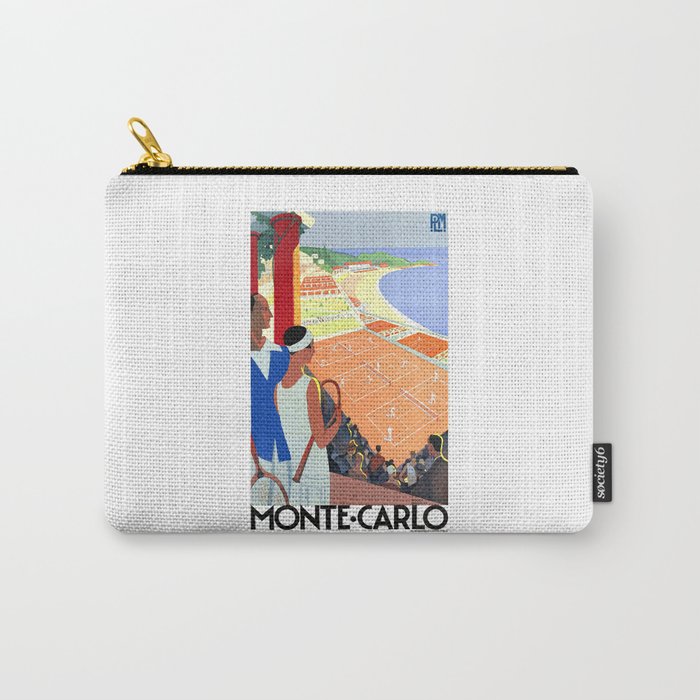 1930 MONTE CARLO Tennis Monaco Travel Poster Carry All Pouch Gallery Image 1