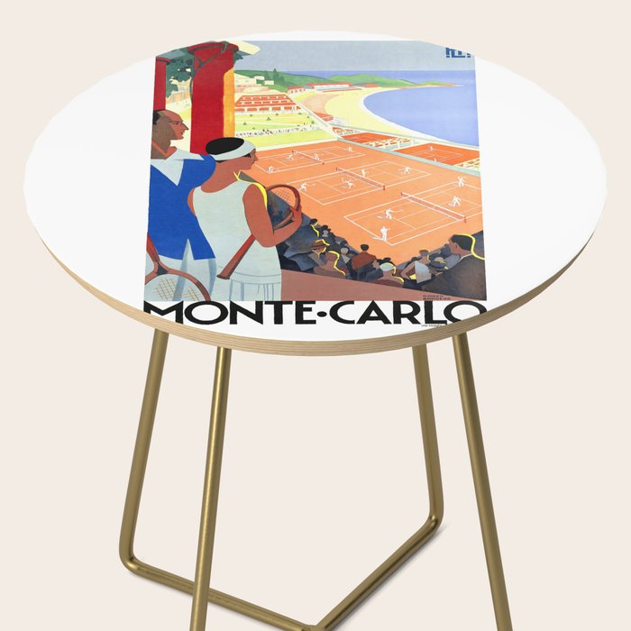 1930 MONTE CARLO Tennis Monaco Travel Poster Side Table Gallery Image 2