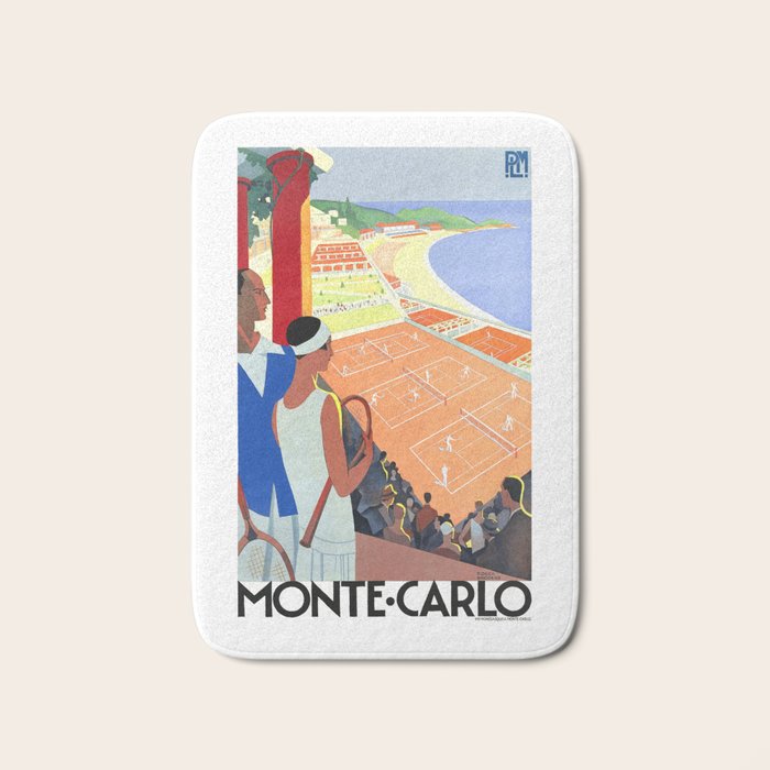 1930 MONTE CARLO Tennis Monaco Travel Poster Bath Mat Gallery Image 1