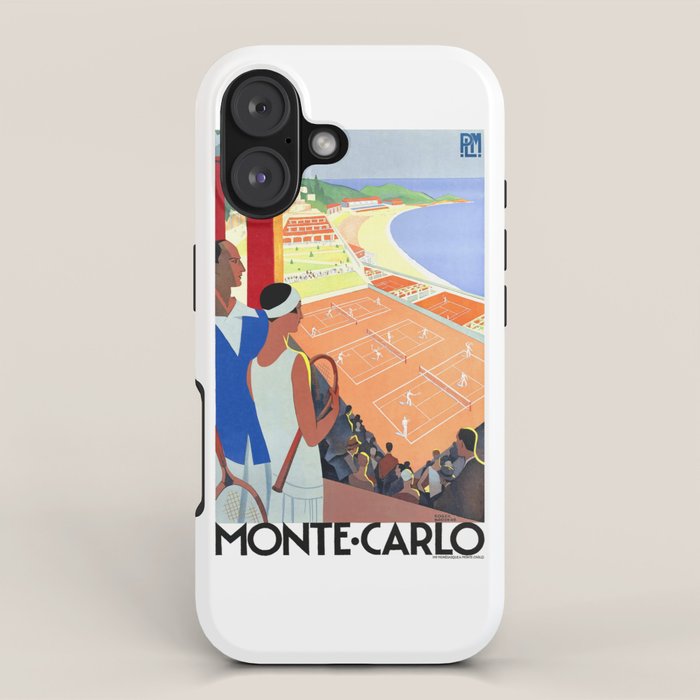 1930 MONTE CARLO Tennis Monaco Travel Poster iPhone Case Gallery Image 1