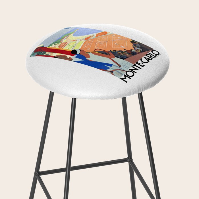 1930 MONTE CARLO Tennis Monaco Travel Poster Stool Gallery Image 2