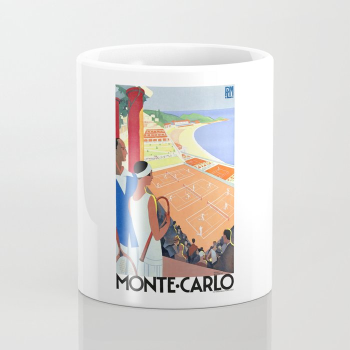 1930 MONTE CARLO Tennis Monaco Travel Poster Coffee Mug Gallery Image 4