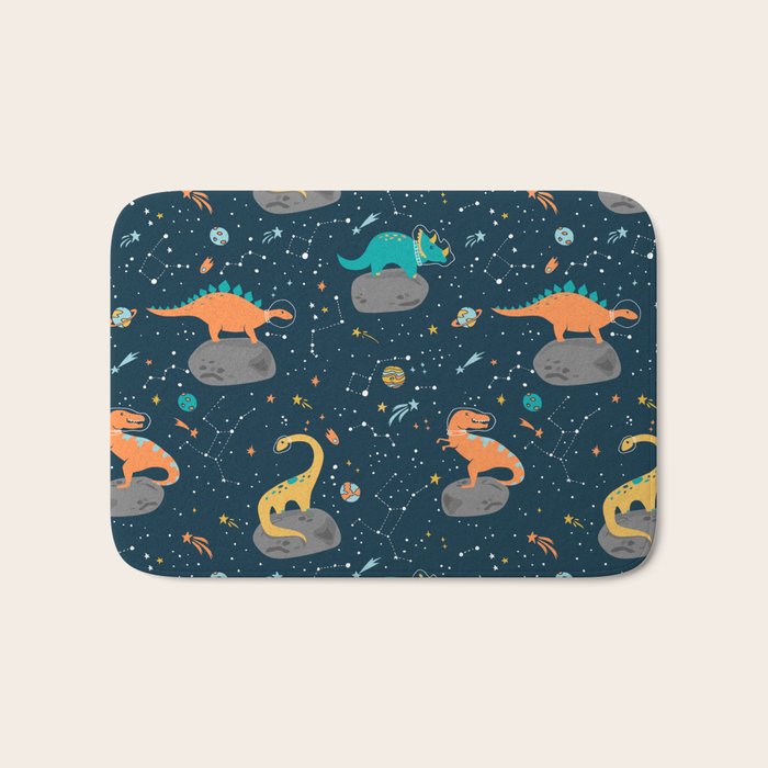 Dinosaurs Floating on an Asteroid Bath Mat Gallery Image 1