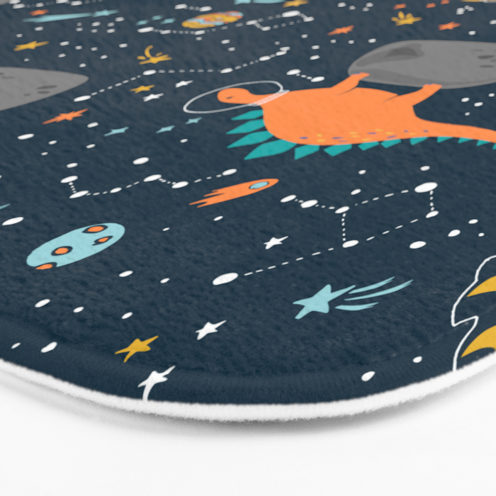 Dinosaurs Floating on an Asteroid Bath Mat Gallery Image 3