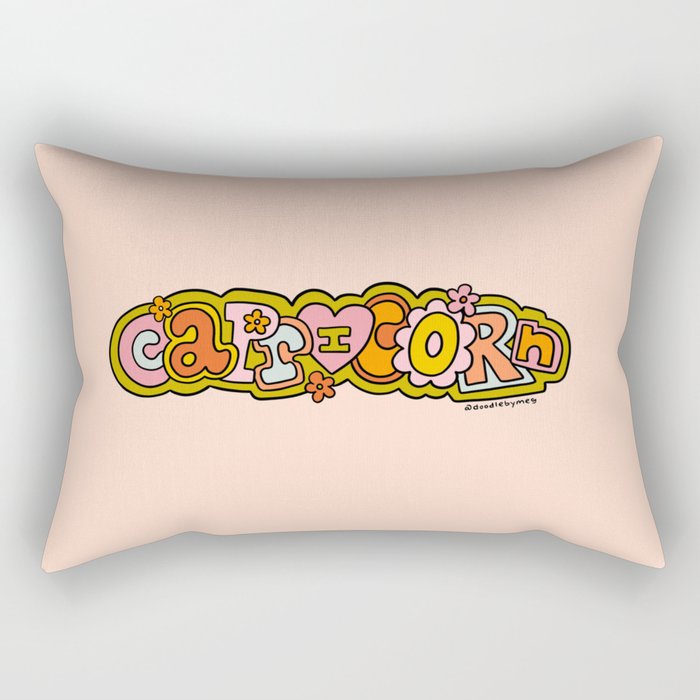 Capricorn Doodle Letters Rectangular Pillow Gallery Image 2