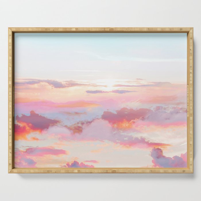 Blush Clouds #digital #photography Serving Tray Gallery Image 1