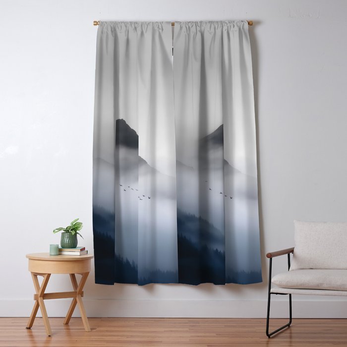 Still Summit - Birds Over Foggy Ridge Window Curtain Gallery Image 5