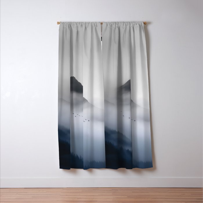Still Summit - Birds Over Foggy Ridge Window Curtain Gallery Image 3
