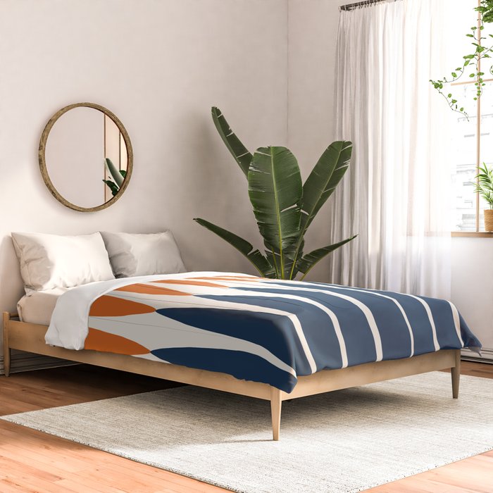 Abstract Shapes 106 Pattern in vintage Orange and Navy Blue  Comforter Gallery Image 2