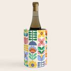 Retro Folk and Floral Colorful Pastel Flower Grid Cream Wine Chiller Gallery Image 2