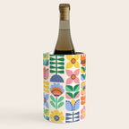 Retro Folk and Floral Colorful Pastel Flower Grid Cream Wine Chiller Gallery Image 3
