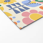Retro Folk and Floral Colorful Pastel Flower Grid Cream Welcome Mat Gallery Image 2