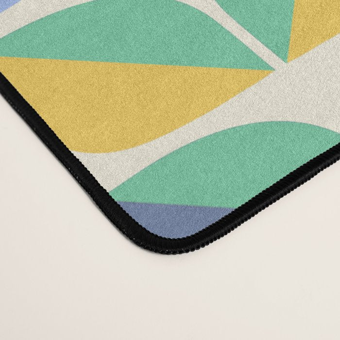 Retro Folk and Floral Colorful Pastel Flower Grid Cream Desk Mat Gallery Image 4