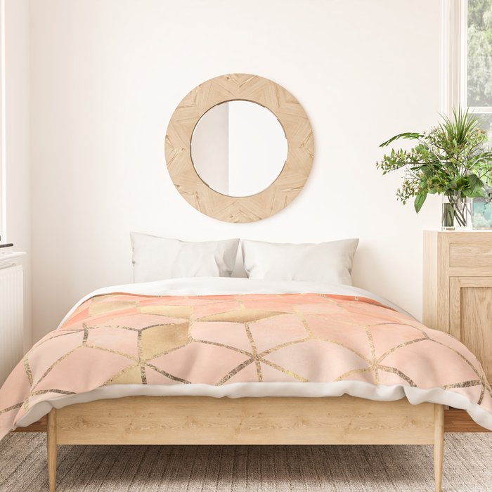 Soft Peach Gradient Cubes Duvet Cover Gallery Image 3