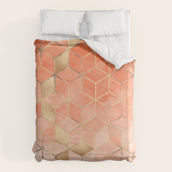 Soft Peach Gradient Cubes Duvet Cover Gallery Image 6