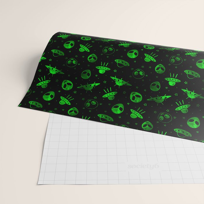Aliens and UFOs Pattern Wrapping Paper Gallery Image 2