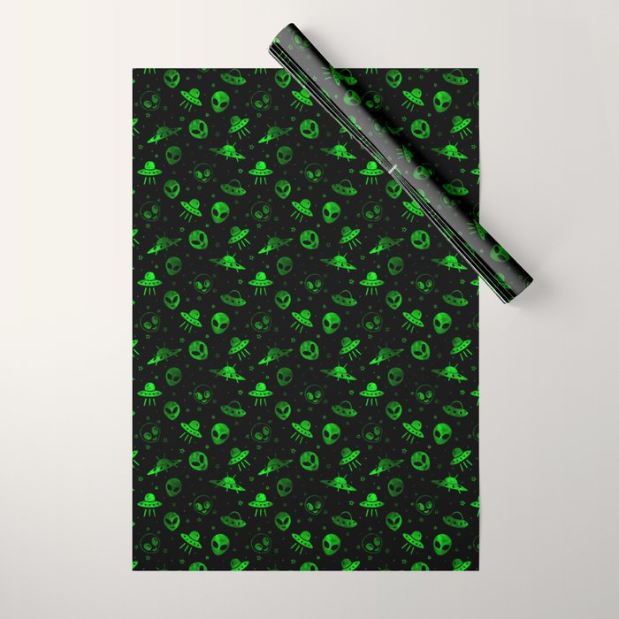 Aliens and UFOs Pattern Wrapping Paper