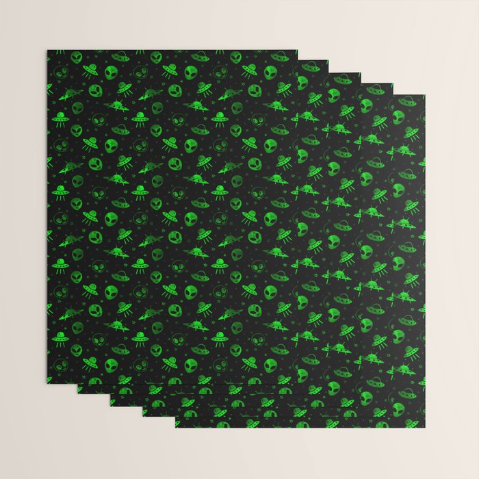 Aliens and UFOs Pattern Wrapping Paper Gallery Image 3