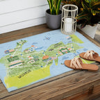 Map of Northern Michigan - Pasty Tour in Blue Outdoor Rug Gallery Image 2